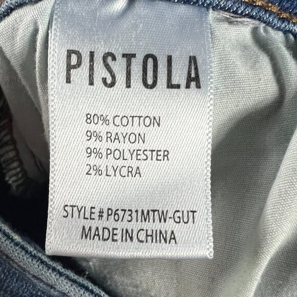 Pistola Jeans Women's 29x27* Mid Rise Skinny Crop Dark Blue Faded Denim Tag 28 - Picture 8 of 16